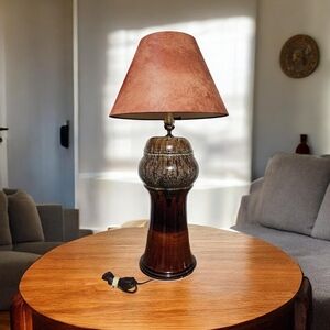 MCM 1960s/70s 'Fat Lava' Style Art Pottery Lamp | High Gloss Drip Lava Glaze